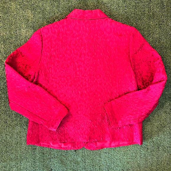 Vintage Laura Ashley Red textured quilted embroidered button-up jacket size XL - Picture 4 of 4